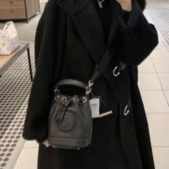 Coach Black Mini Bag with Embossed Logo and Drawstring - Picture 3 of 8